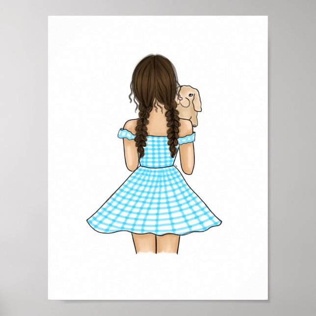 Girl Carry ein Cream Bunny Woodland Kinderzimmer Poster (Vorne)