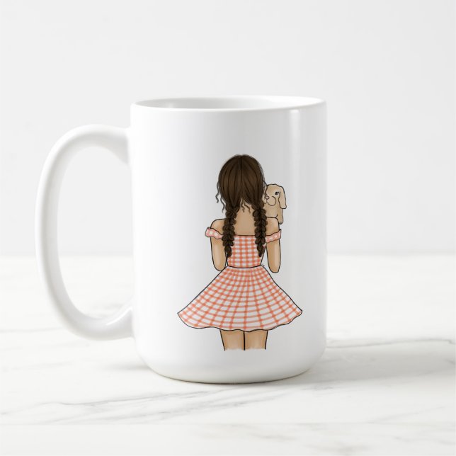 Girl Carry Pet Bunny mit Individuelle Name Kaffeetasse (Links)