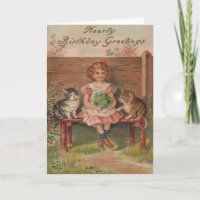 Girl Cat Kitten Blume Geburtstag