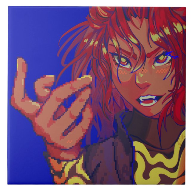 Girl changing pixelart fliese (Vorderseite)