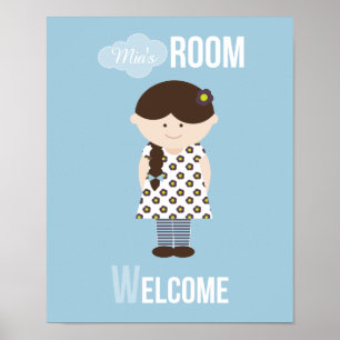 Girl Character Add your name Bedroom Poster Sign