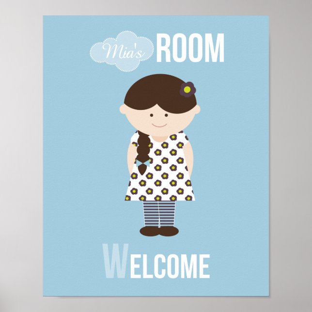 Girl Character Add your name Bedroom Poster Sign (Vorne)