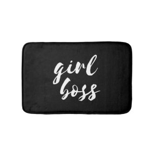 Girl Chef weißer Schriftart Badematte