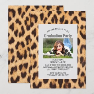 Girl-Chic Leopard Print Graduierungsparty Einladung