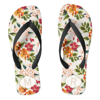 Girl-Chic-Muster mit Monogramm-Namen Flip Flops