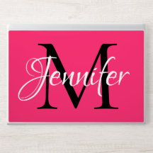 Girl Chic Pink Black and White Monogram