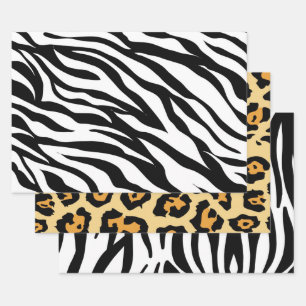 Girl chic Safari Cheetah Print zebra Streifen Geschenkpapier Set