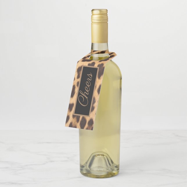 Girl-Chic Wildleopard-Party-Druck-Beifall Flaschenanhänger (Angewinkelt)