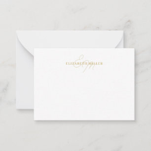 Girl Chic Yellow Gold 2 Script Monorgram Mitteilungskarte