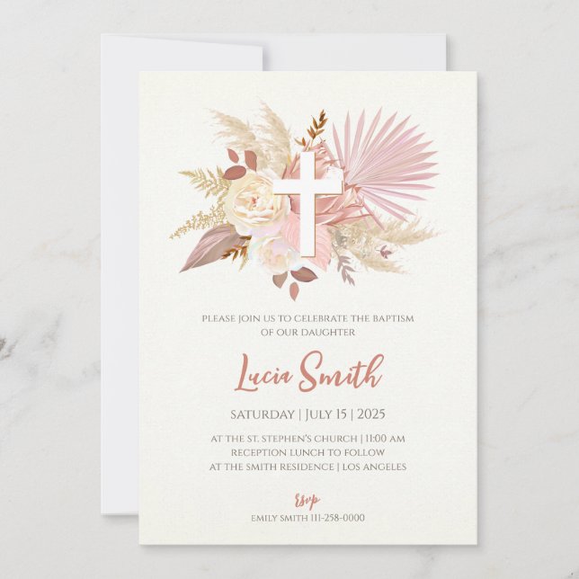 Girl Christening Einladungen als Taufe lädt ein (Vorderseite)