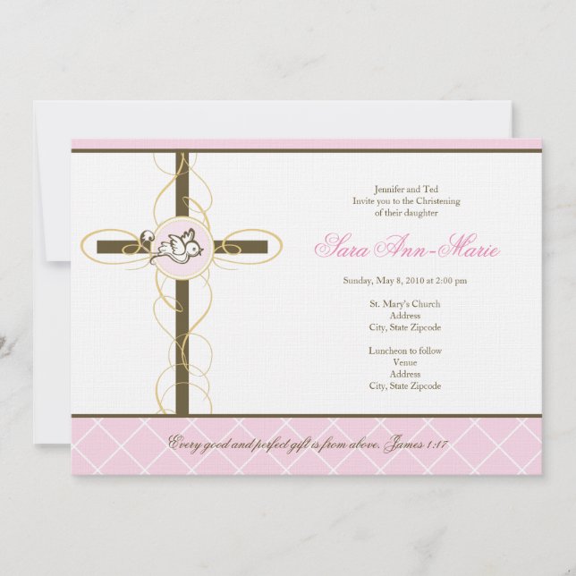Girl Christening/Taufe Einladung (Vorderseite)