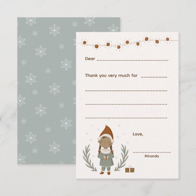 Girl Christmas Danke, bitte, füllen Sie die Karte  (Vorne/Hinten)
