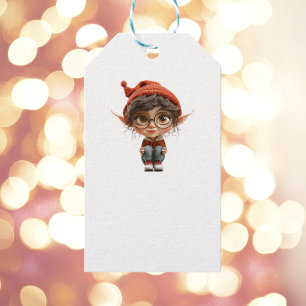 Girl Christmas Elf weiße Geschenketiketten anhören Geschenkanhänger