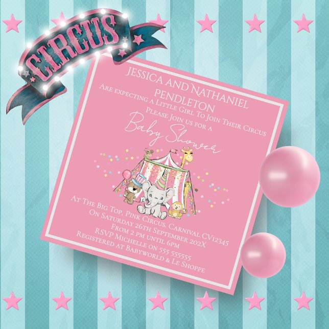 Girl Circus Baby Shower Invitation Einladung (Von Creator hochgeladen)