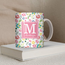 Girl Colorful Bohemisch Spring Flowers Monogram