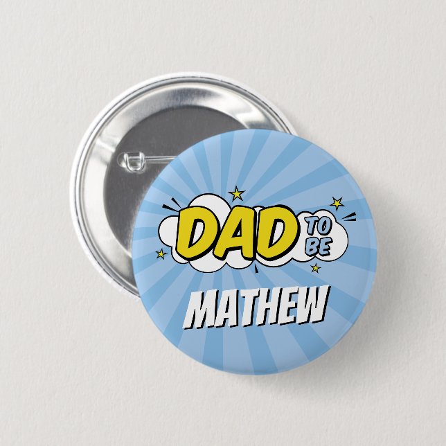 Girl Comic Book Superhero Kinderdusche Vater Button (Vorne & Hinten)