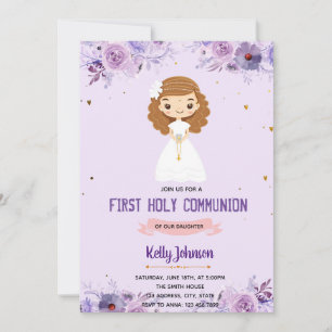 Girl Communityeinladung lila Thema Feiertagskarte