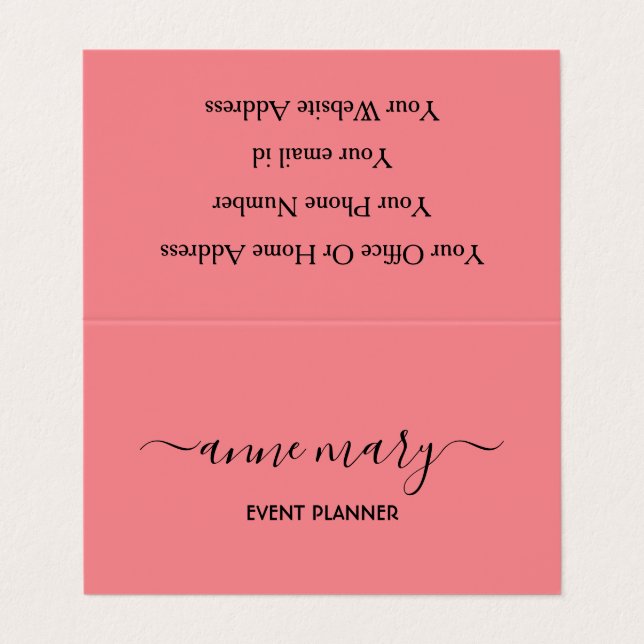 Girl Coral Lmon Pink Orange Black Event Planner Visitenkarten (Außenseite Aufgefaltet)