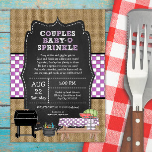 Girl Couples Baby Q Sprinkle, GRILLEN Baby Dusche Einladung