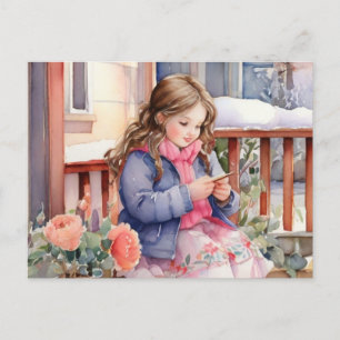Girl-Crafting Postkarte
