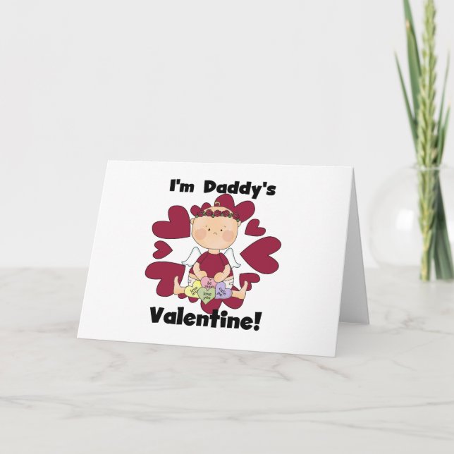 Girl Cupid Daddy's Valentine Tshirts Feiertagskarte (Vorderseite)