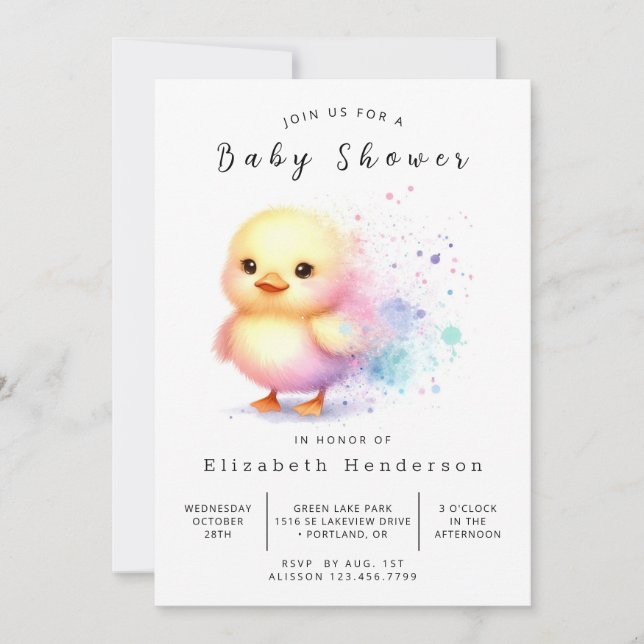 Girl Custom Duck Baby Duck Einladung (Vorderseite)