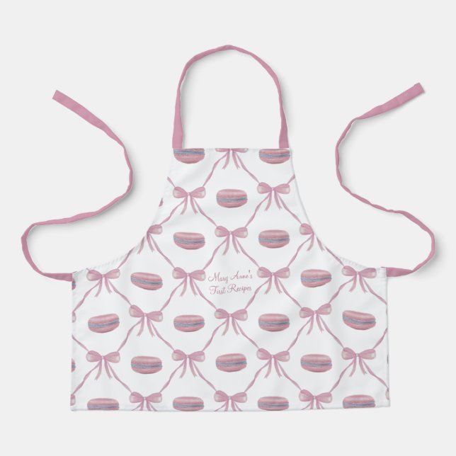 Girl Custom Pink Macarons Frilly Coquette Bow Schürze (Vorderseite)