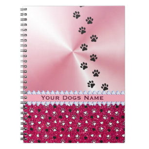 Girl Customized Dog Paw Print & Glitzer Notizblock