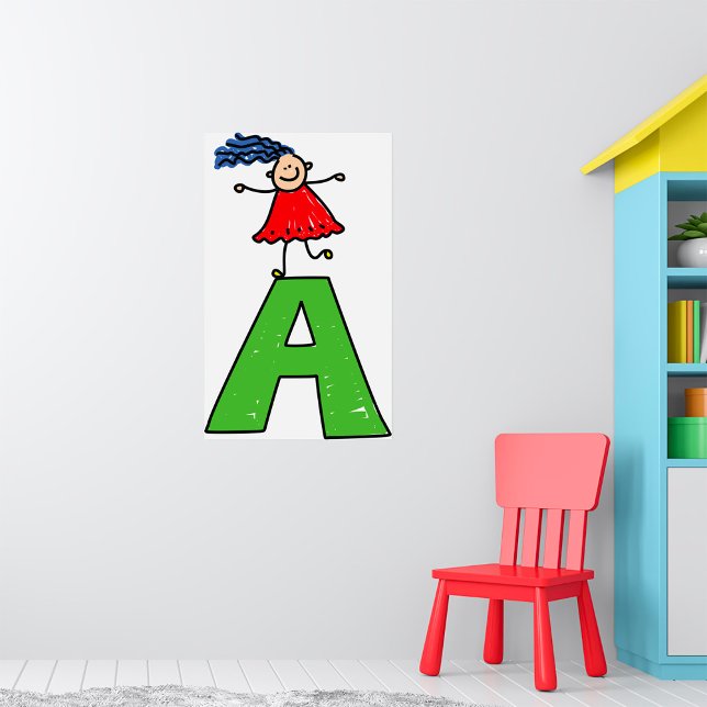 Girl Dancing on Green Letter A Fun Alphabet Poster (Von Creator hochgeladen)