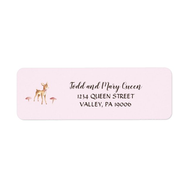 Girl-Deer-Dusche-Rücksendeadressen-Aufkleber (Vorne)
