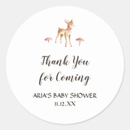 Girl Deer on White Baby Dusche Gefallen Runder Aufkleber
