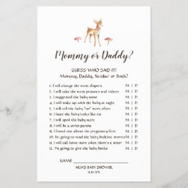Girl Deer on White Mommy oder Daddy Game Flyer