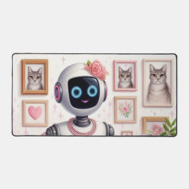 Girl Desktop AI Robot Pink Tech Girls Desk Mat Schreibtischunterlage