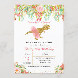 GIRL DINOSAUR 1. GEBURTSTAG Einladung