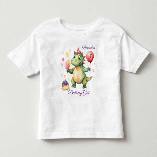 Girl Dinosaur Birthday Kleinkind T-shirt (Vorderseite)