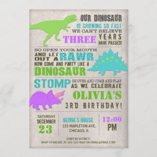 Girl dinosaur dino dig Geburtstagsparty Einladung