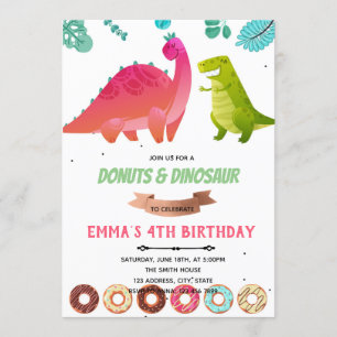 Girl dinosaur donuts Thema Einladung
