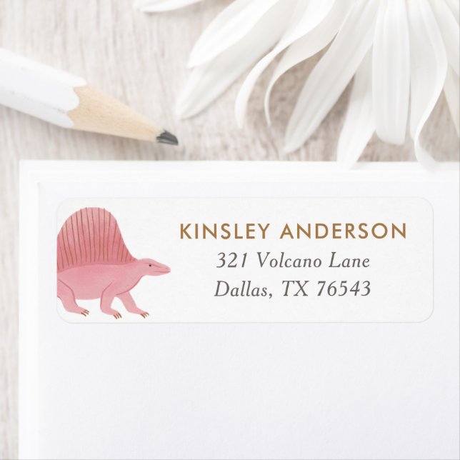 Girl Dinosaur Geburtstagsparty Rücksendeadresse (Insitu)