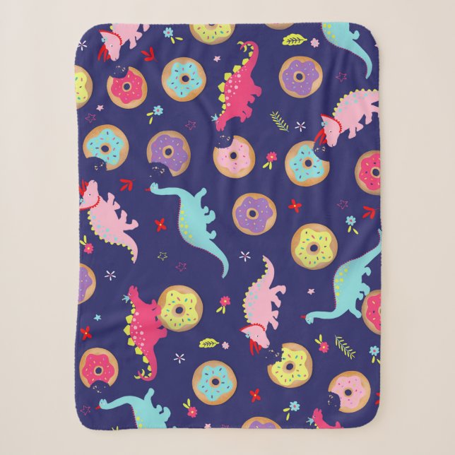 Girl Dinosaurier und Donuts Sherpa Blanket Sherpadecke (Vorderseite)