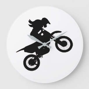 Girl Dirt Bike Große Wanduhr