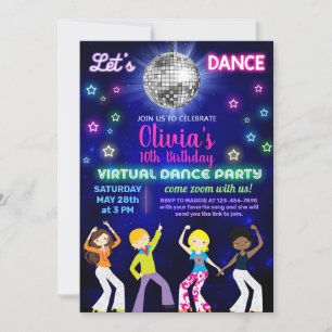 Girl-Disco-Tanz-Party, virtuelles Dance-Party. Einladung
