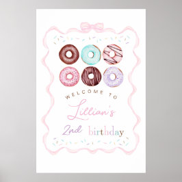 Girl Donut Geburtstagsparty Begrüßungszeichen Poster