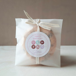 Girl Donut und Bow Birthday Party Runder Aufkleber