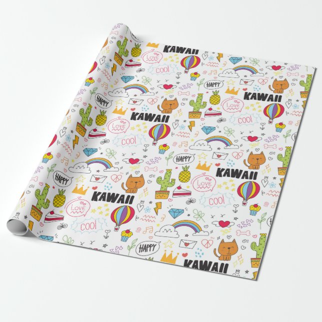 Girl Doodles Wrapping Paper Geschenkpapier (Ungerollt)