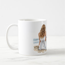 Girl Dress Beach Happy Place Sea Shell Heart Kaffeetasse