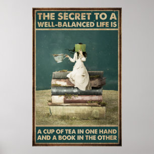 Girl Drink Tee und Liebe Lesebuch Poster