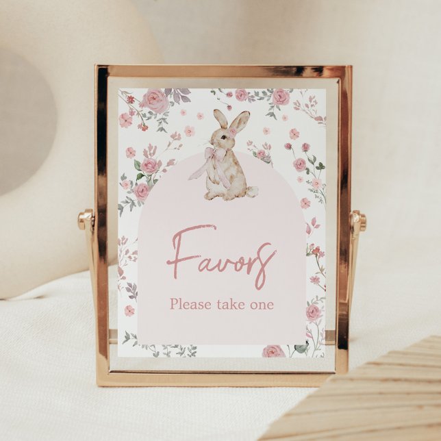Girl ein paar Bunny Baby Duwer Favoriten Poster (Pink Some Bunny Baby Shower Favors Sign)