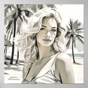 Girl Elegant in Schwarz und Weiß Poster