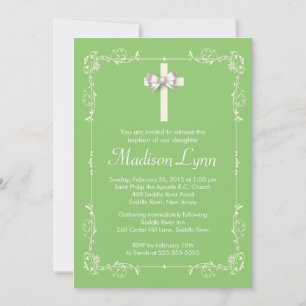 Girl Elegante Taufe Christening Elegantes Kreuz Einladung