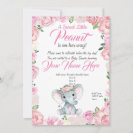 Girl Elephant Baby Dusche Einladung Rose pink